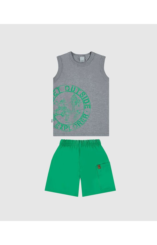 Conjunto Infantil Menino Regata Estampa Lettering Em Algodão Malwee Kids