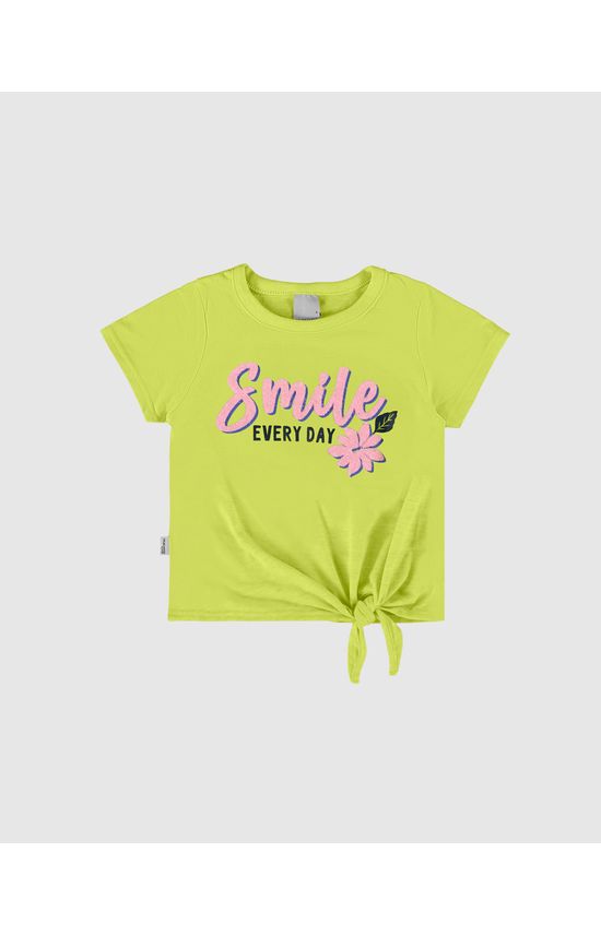 Blusa Infantil Menina Smile Amarração Frontal Em Malha Rajada Malwee Kids