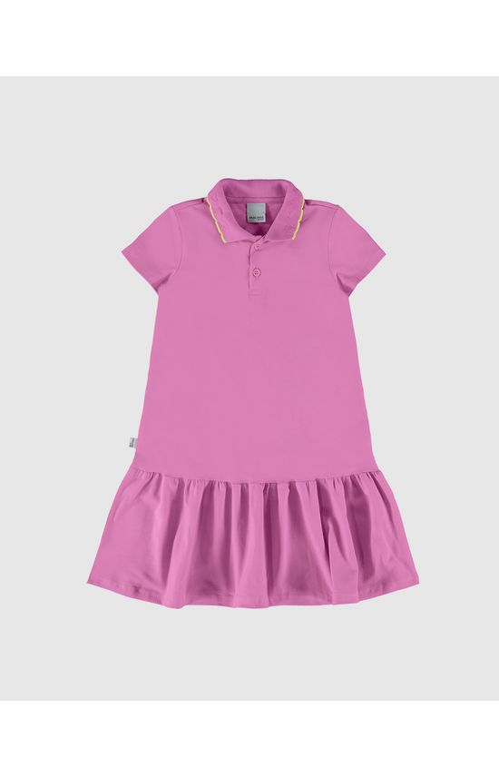 Vestido Polo Infantil Gola Retilínea Em Algodão Malwee Kids