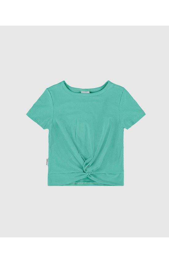 Blusa Infantil Menina Torção Frontal Em Malha Viscose Canelada Malwee Kids