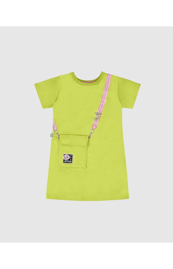 Vestido T-Shirt Infantil Bolso Funcional Em Algodão Malwee Kids