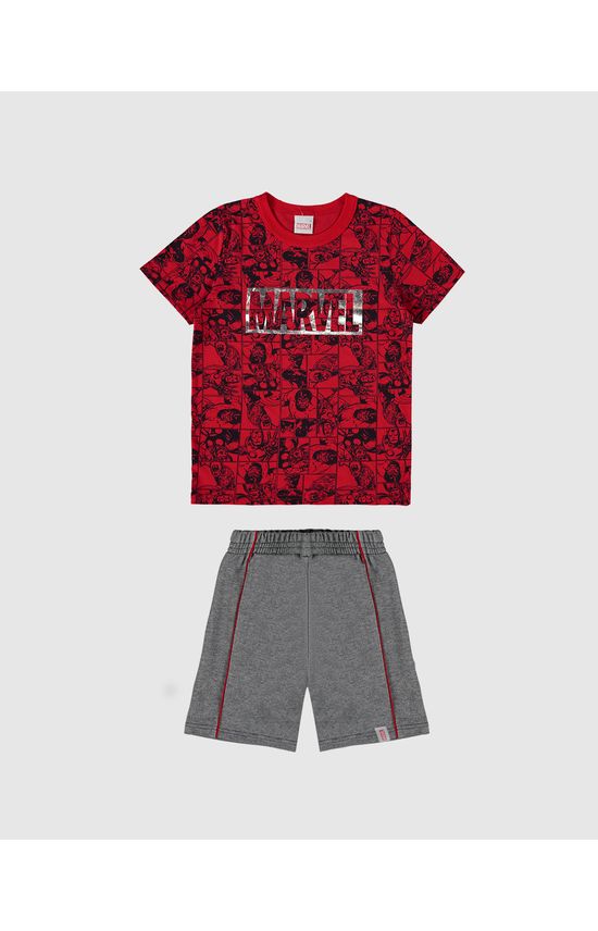 Conjunto Infantil Menino Camiseta Avengers Estampa Corrida Malwee Kids