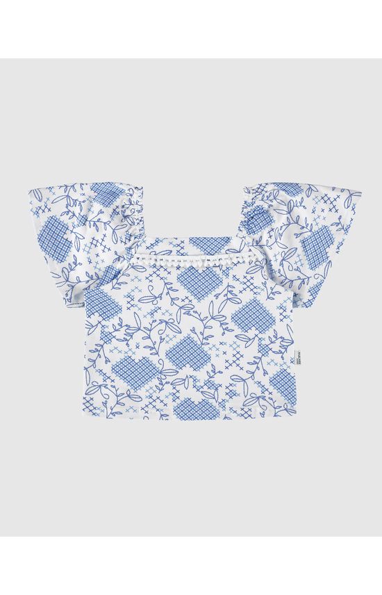 Blusa Infantil Menina Cropped Detalhe Renda Pompom Malwee Kids