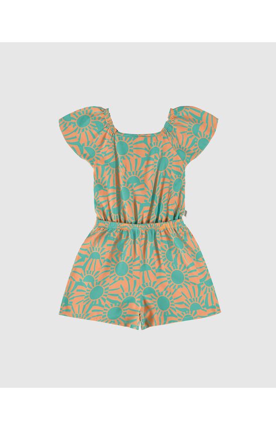 Macaquinho Infantil Menina Estampado Acinturado Em Viscose Malwee Kids