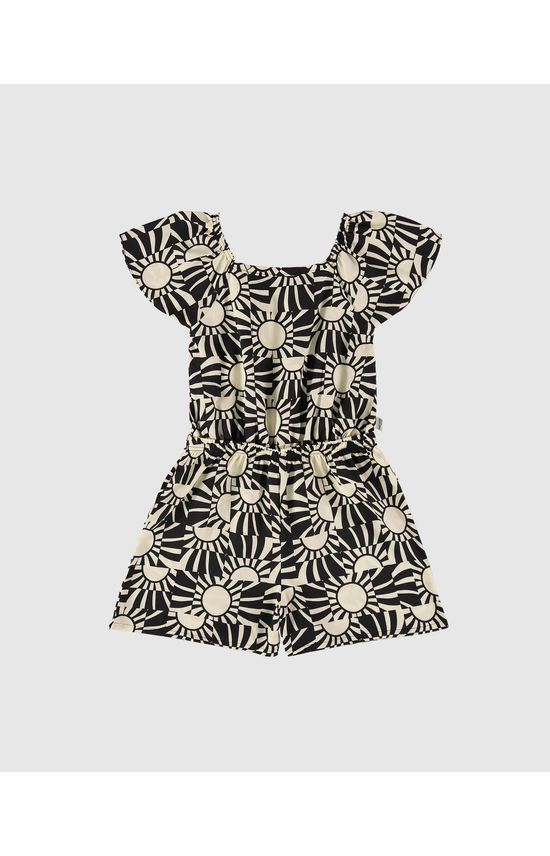 Macaquinho Infantil Menina Estampado Acinturado Em Viscose Malwee Kids