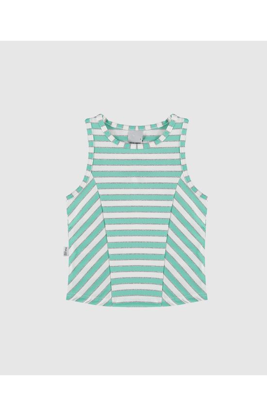 Regata Infantil Menina Em Malha Listrada Lurex Malwee Kids
