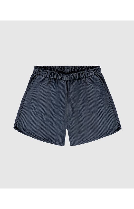 Shorts Menina Cós Elástico Em Moletom Listrado Malwee Kids