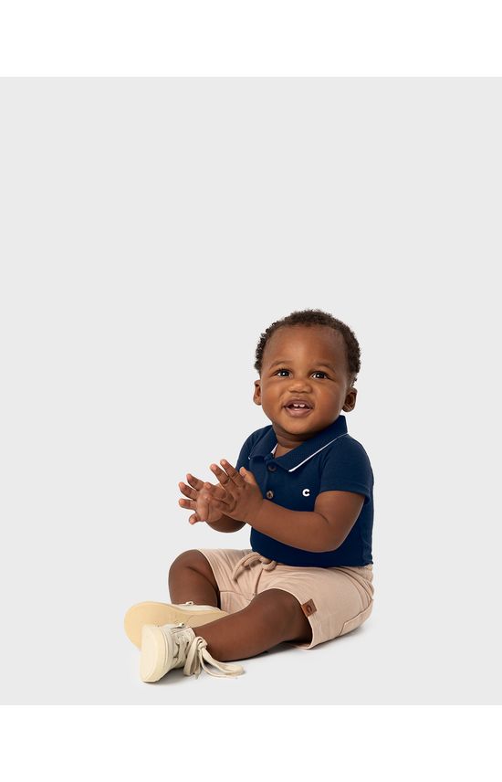 Body Polo Menino Em Algodão - Carinhoso