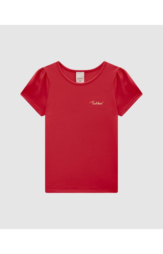 Blusa Menina Bordado No Peitoral Em Malha De Algodão Carinhoso