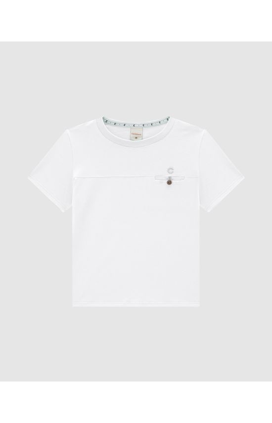 Camiseta Menino Botão No Peitoral Em Algodão Carinhoso