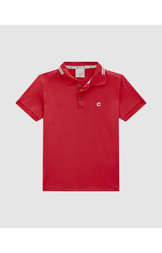 Camisa Polo Menino Peitilho Frontal Em Algodão - Carinhoso