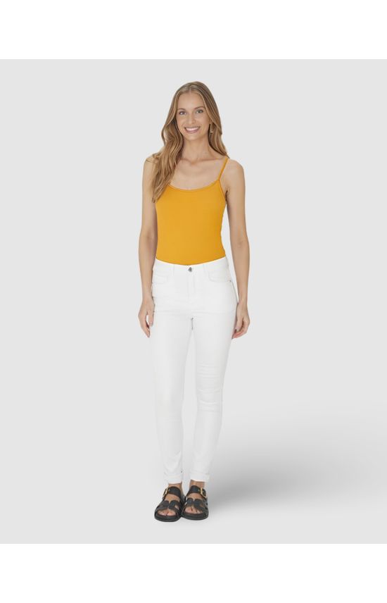 Regata Básica Feminina Decote Redondo Em Viscose Stretch