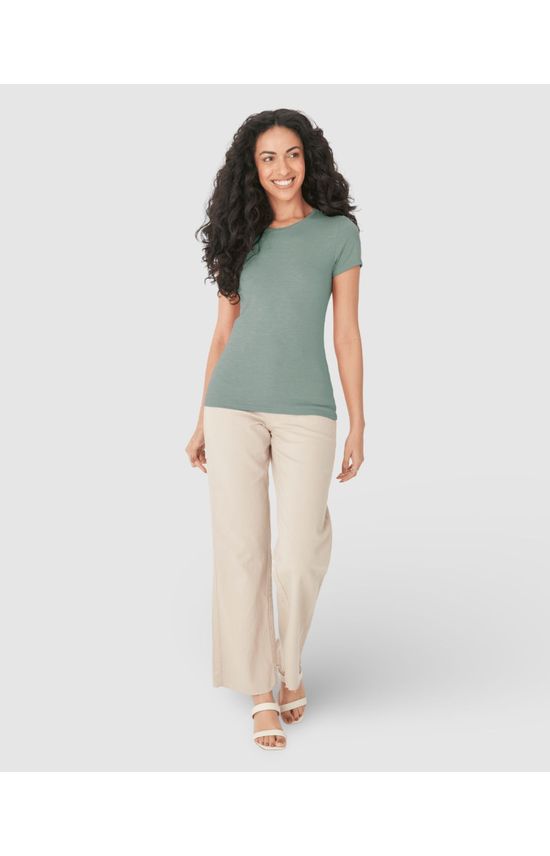 Blusa Básica Feminina Decote Redondo Em Algodão