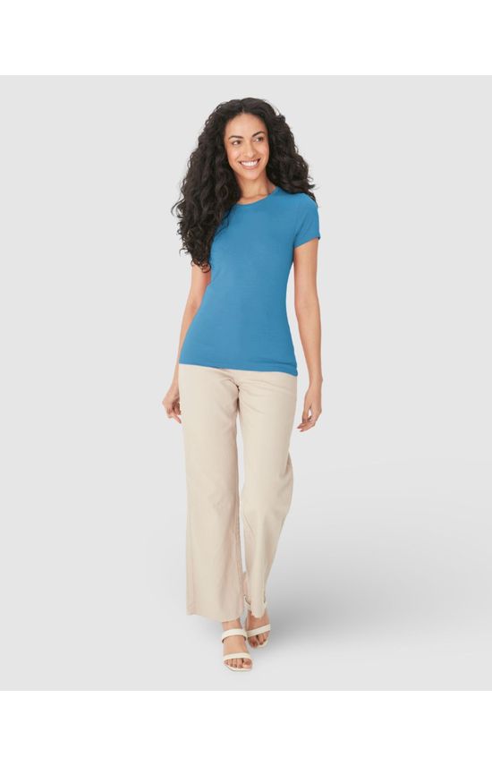 Blusa Básica Feminina Decote Redondo Em Algodão