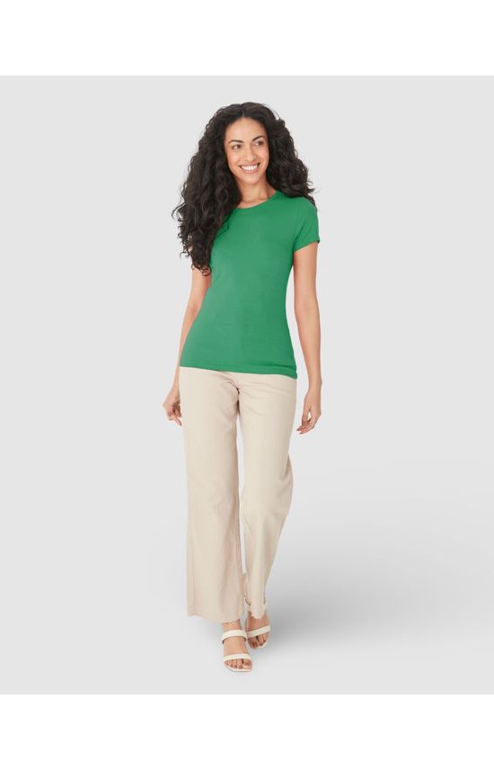 Blusa Básica Feminina Decote Redondo Em Algodão