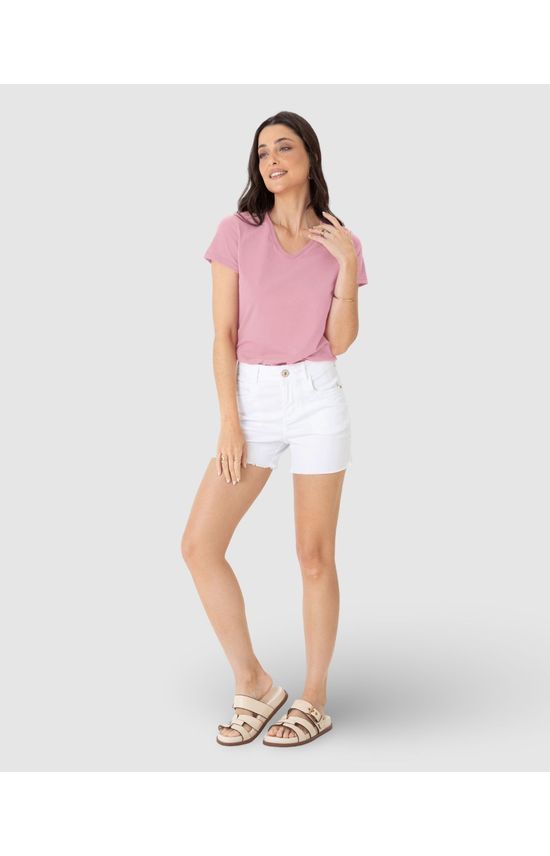 Blusa Básica Feminina Decote V Em Algodão