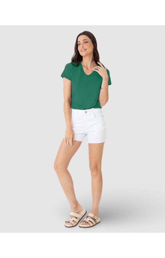 Blusa Básica Feminina Decote V Em Algodão