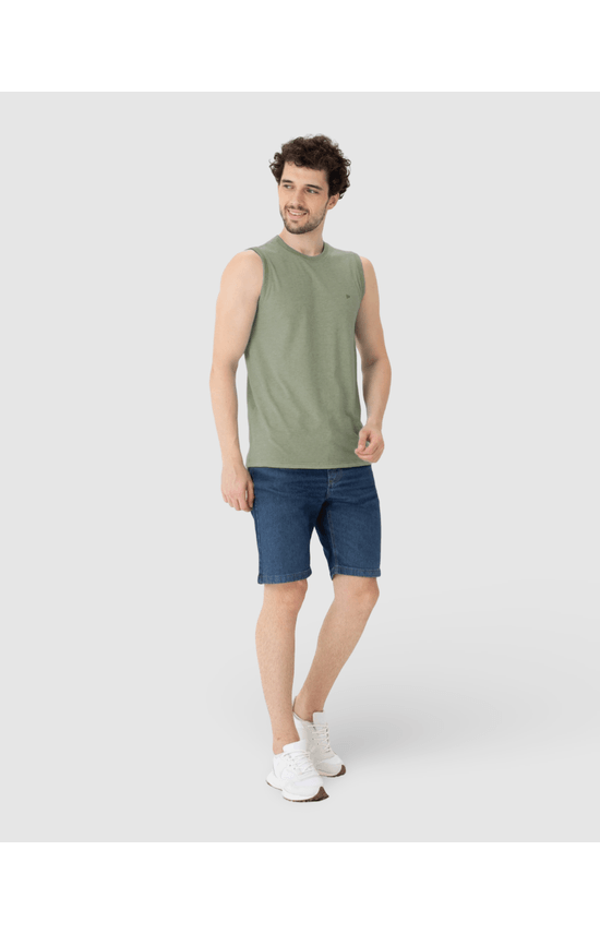 Regata Básica Masculina Decote Redondo Em Malha Fio A Fio