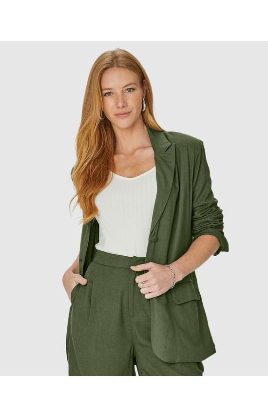 Blazer Feminino Com Bolso Frontal Em Viscolinho