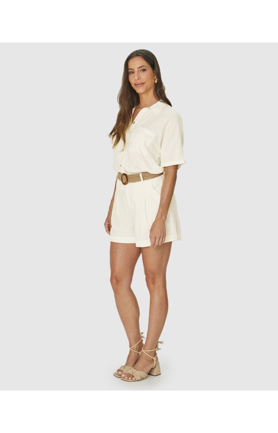 Shorts Alfaiataria Feminino Com Cinto Em Viscolinho