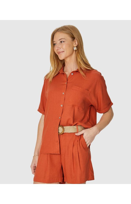 Camisa Box Feminina Manga Curta Em Viscolinho