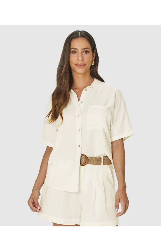 Camisa Box Feminina Manga Curta Em Viscolinho