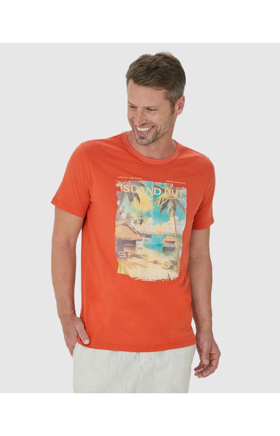 Camiseta Masculina Manga Curta Island Hut Em Algodão