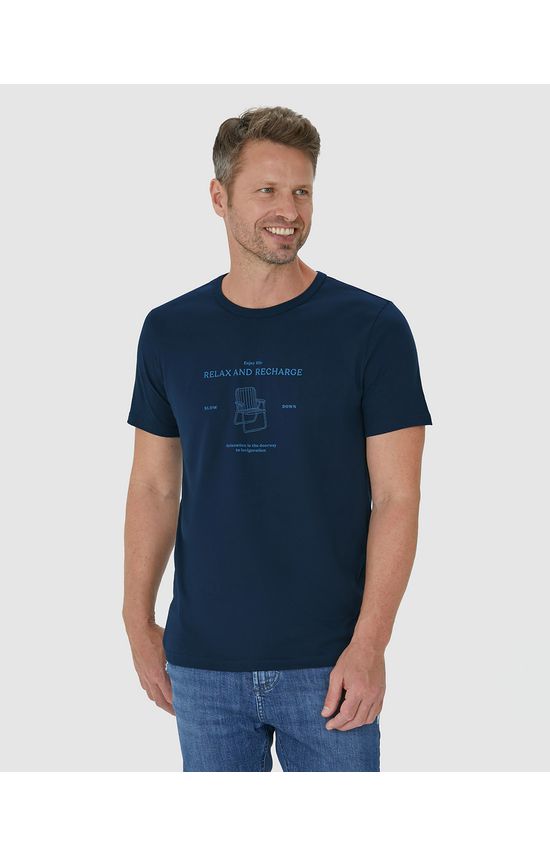 Camiseta Masculina Manga Curta Relax And Recharge Em Algodão