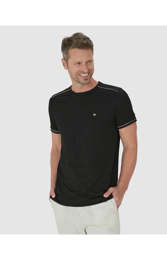 Camiseta Masculina Bordado Frontal Em Malha Texturizada