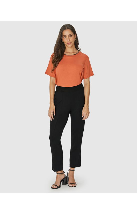 Calça Cigarrete Feminina Bolso Lateral Em Moletinho De Viscose