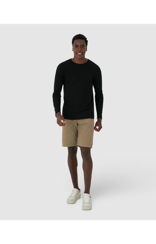 Bermuda Masculina Cintura Média Em Sarja Com Elastano