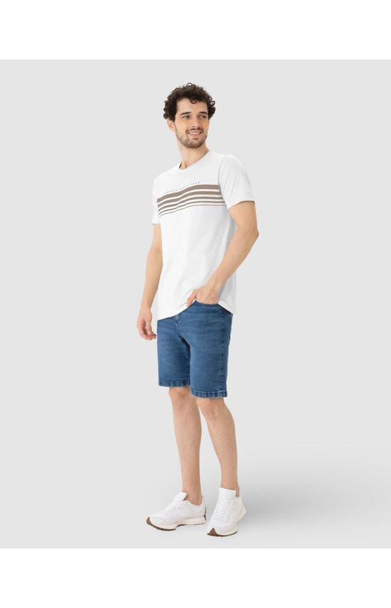 Camiseta Masculina Listras Frontais Em Algodão