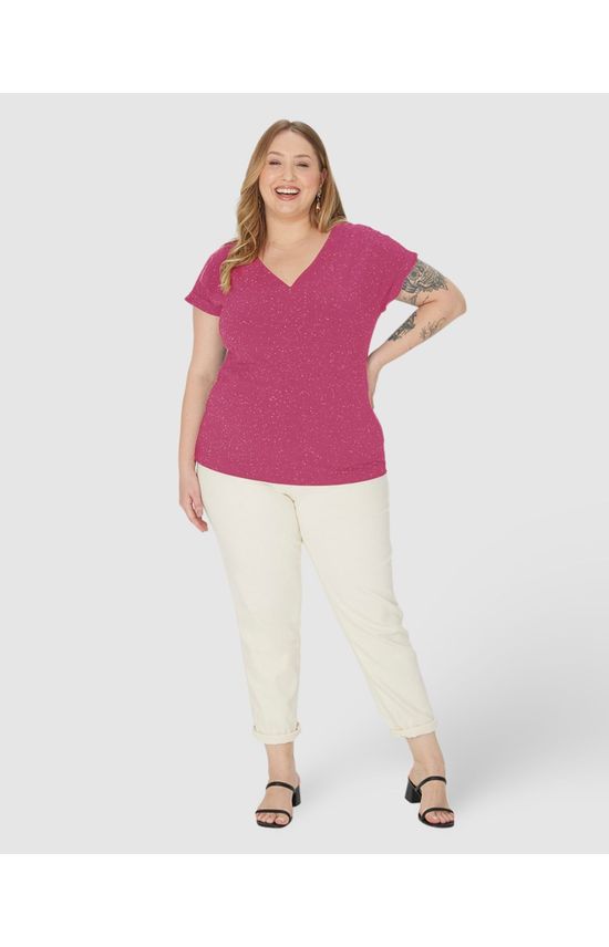 Blusa Básica Feminina Plus Size Decote V Em Viscose Botonê