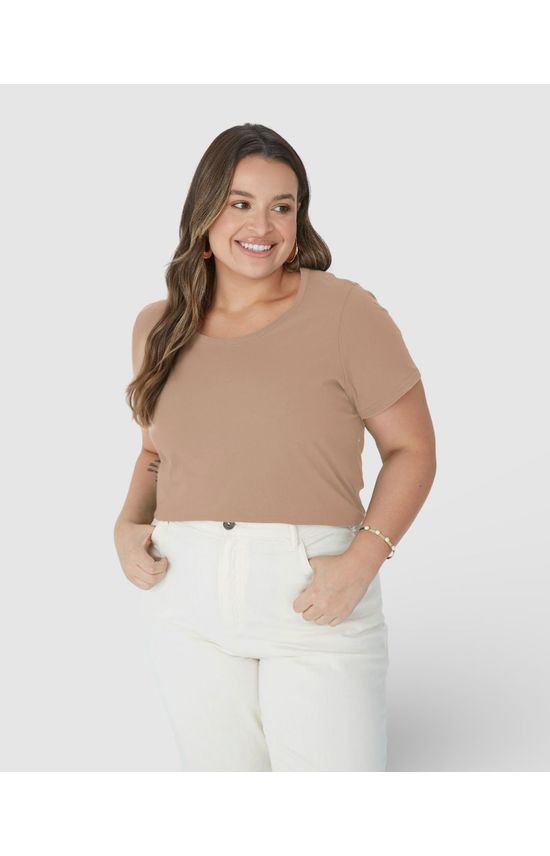 Blusa Básica Feminina Plus Size Manga Japonesa Em Viscose Stretch