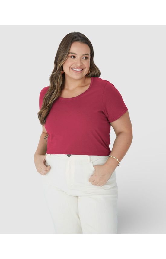 Blusa Básica Feminina Plus Size Manga Japonesa Em Viscose Stretch