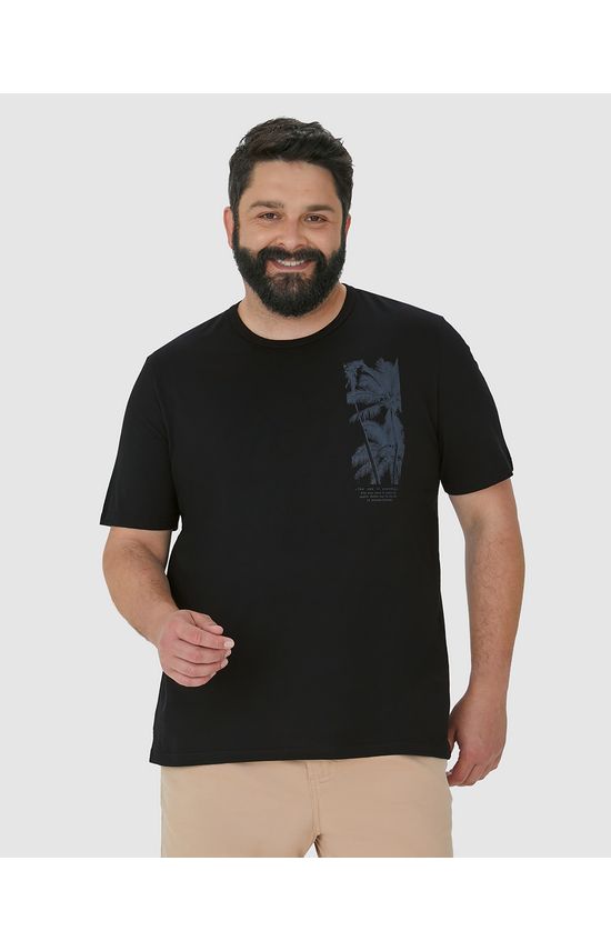 Camiseta Masculina Plus Size Estampa Peitoral Em Algodão