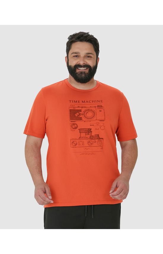 Camiseta Masculina Plus Size Time Machine Em Algodão