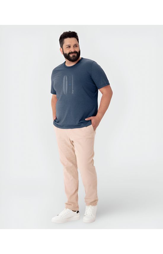 Camiseta Masculina Plus Size Back To The Sea Em Malha Mesclada