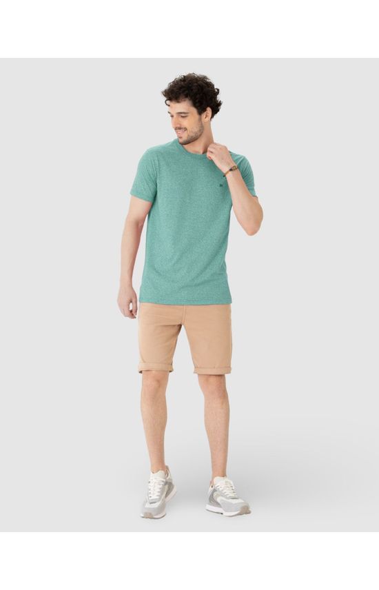 Camiseta Básica Masculina Bordada Em Malha Rajada