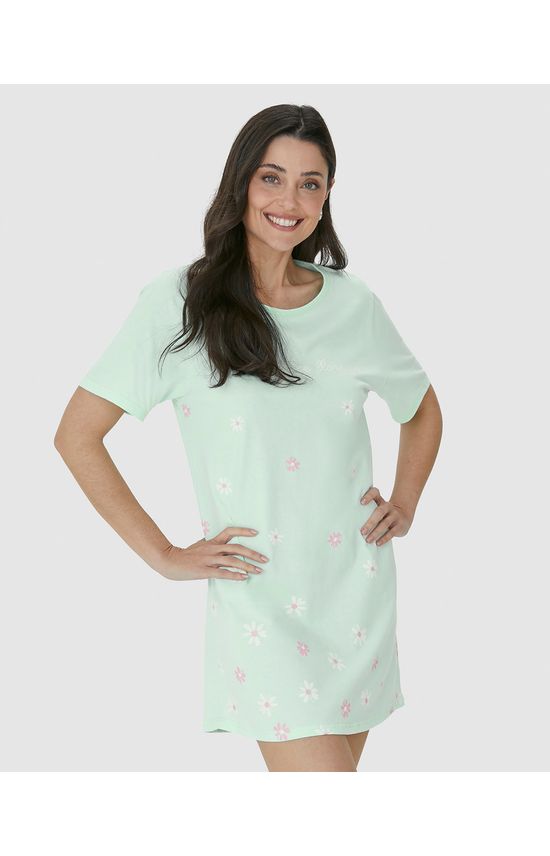 Camisola Feminina Manga Curta Permita-se Florescer Em Algodão