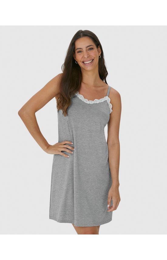 Camisola Feminina Slim Decote V Rendado Em Viscose Stretch