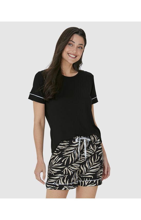 Pijama Feminino Shorts Com Laço Frontal Em Viscose Stretch