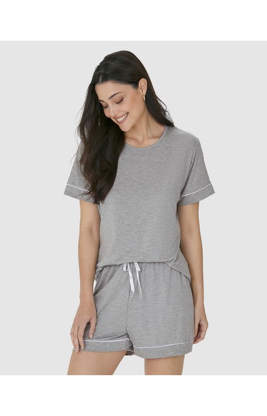 Pijama Feminino Shorts Com Laço Frontal Em Viscose Stretch