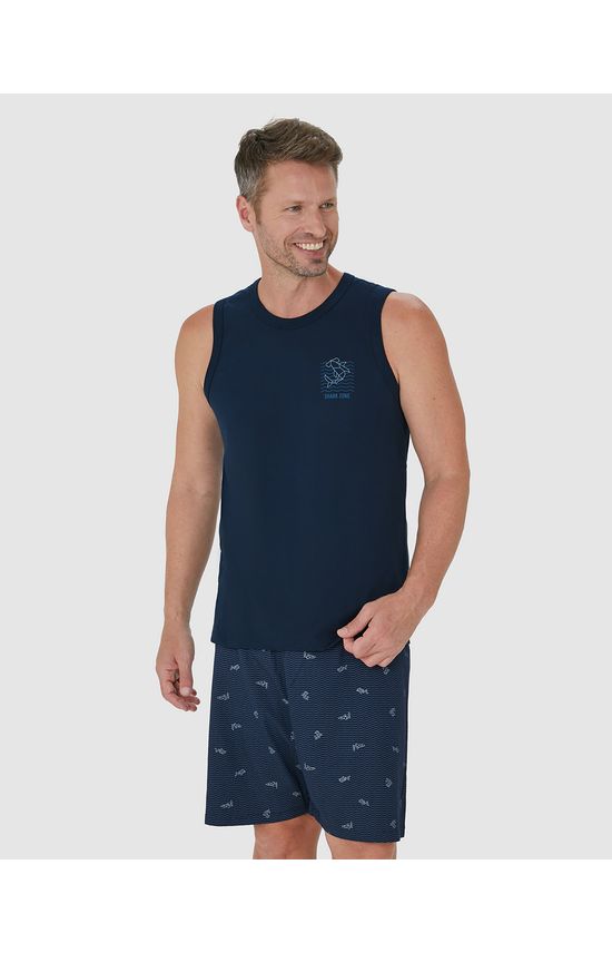 Pijama Masculino Shark Zone Em Algodão