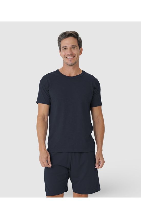 Pijama Masculino Camiseta Em Malha Listrada Eco