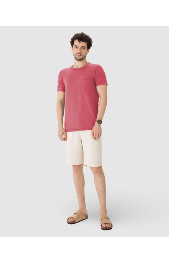 Camiseta Slim Masculina Bolso Peitoral Em Malha Mesclada
