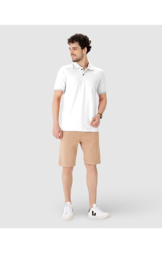 Camisa Polo Masculina Abertura Lateral Em Piquet Stretch