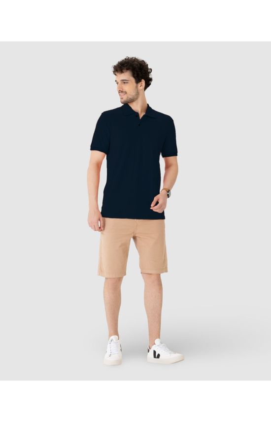 Camisa Polo Masculina Abertura Lateral Em Piquet Stretch