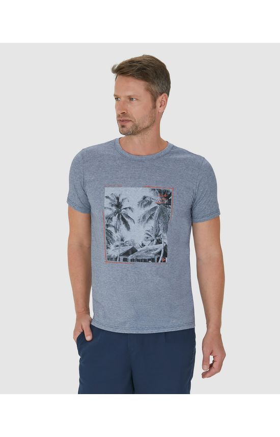 Camiseta Masculina Estampa Frontal Em Malha Fio A Fio