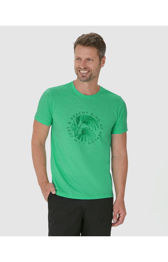 Camiseta Masculina Estampa Lettering Frontal Em Malha Fio A Fio